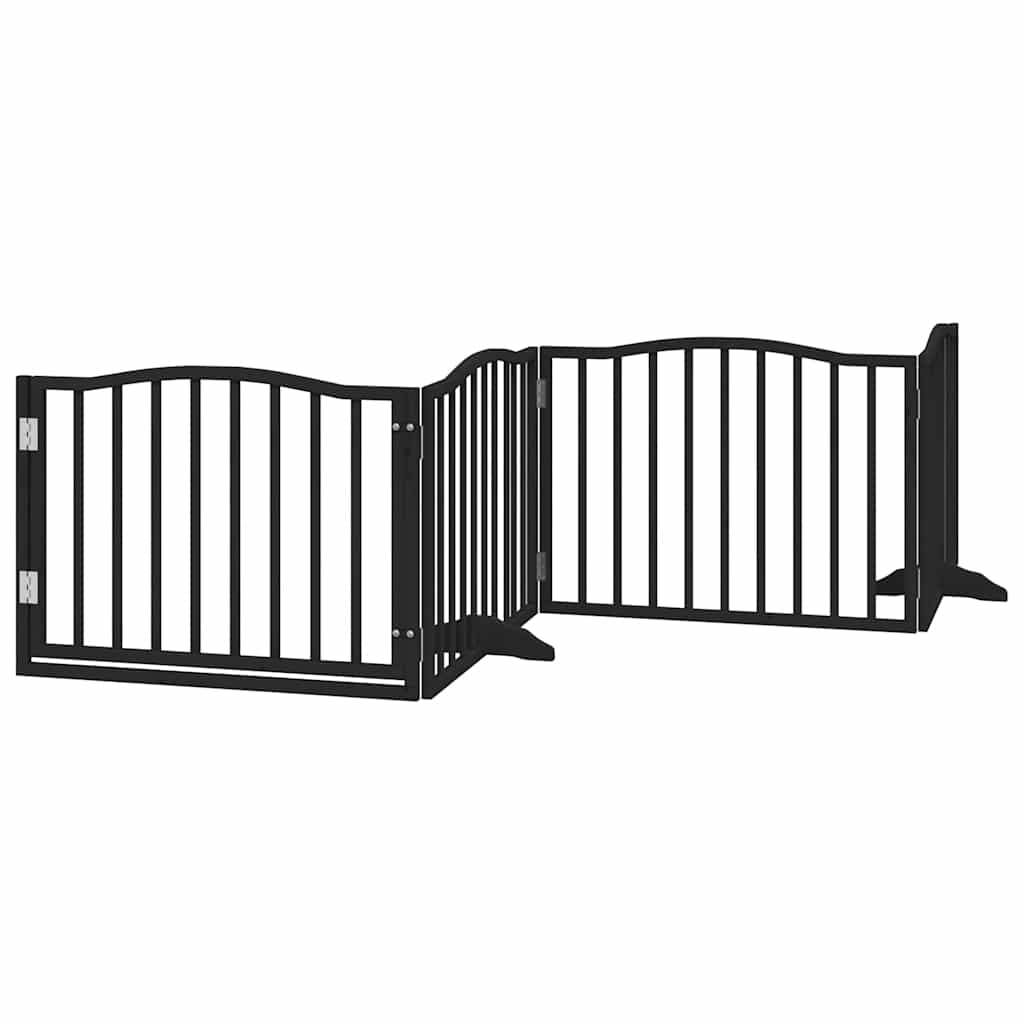 Dog Gate with Door Foldable 10 Panels Black 800 cm Poplar Wood
