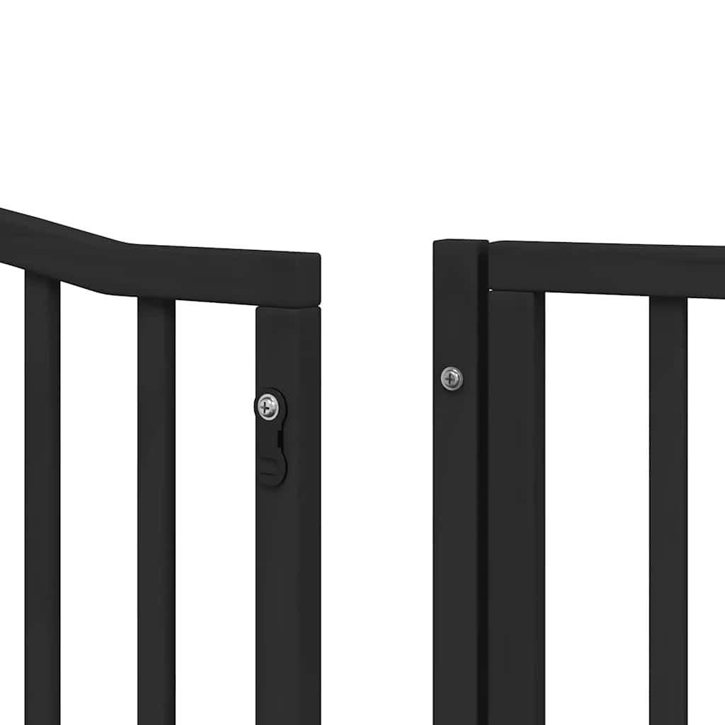 Dog Gate with Door Foldable 10 Panels Black 800 cm Poplar Wood