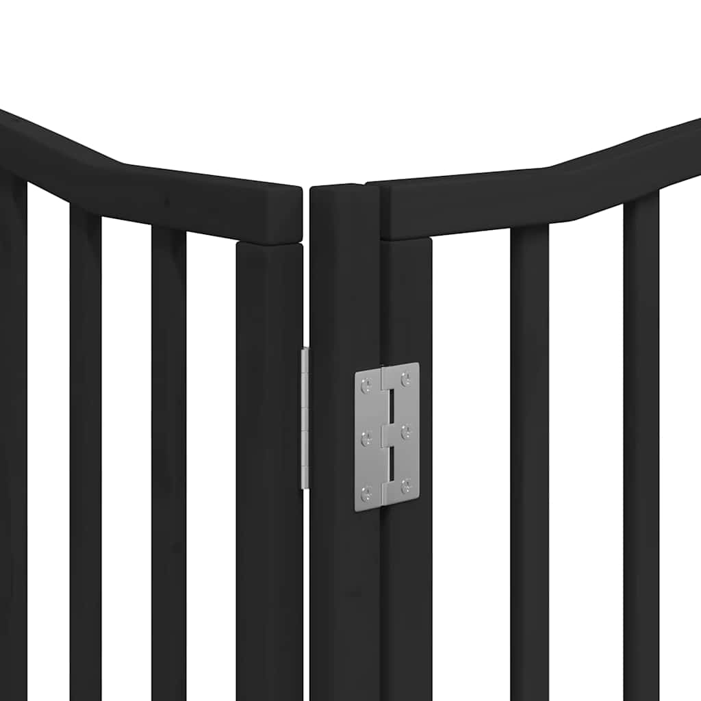 Dog Gate with Door Foldable 10 Panels Black 800 cm Poplar Wood