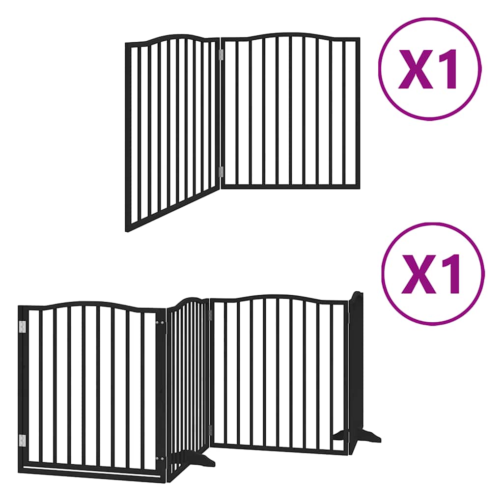 Dog Gate with Door Foldable 6 Panels Black 480 cm Poplar Wood