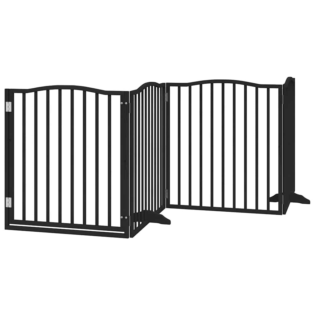 Dog Gate with Door Foldable 6 Panels Black 480 cm Poplar Wood