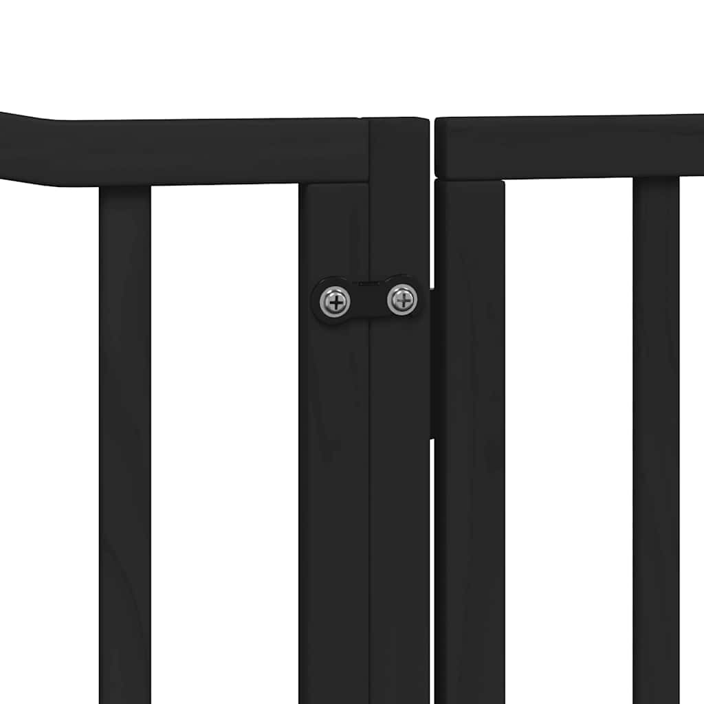 Dog Gate with Door Foldable 6 Panels Black 480 cm Poplar Wood
