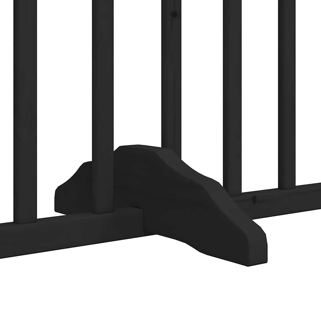 Dog Gate with Door Foldable 6 Panels Black 480 cm Poplar Wood