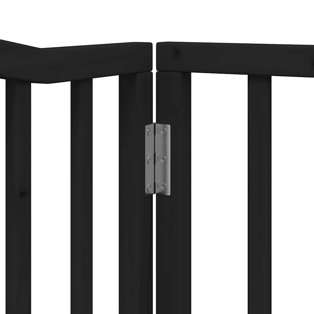 Dog Gate with Door Foldable 6 Panels Black 480 cm Poplar Wood