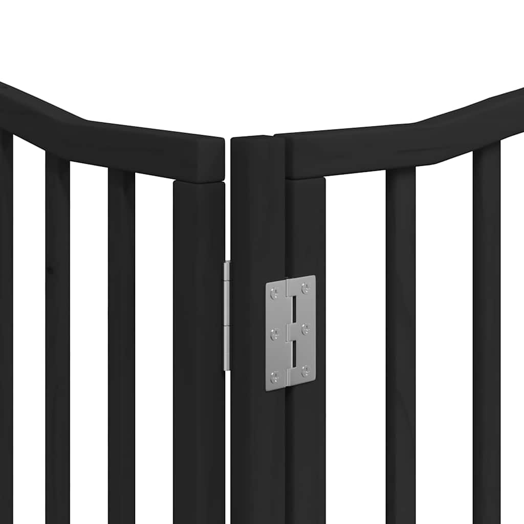 Dog Gate with Door Foldable 6 Panels Black 480 cm Poplar Wood