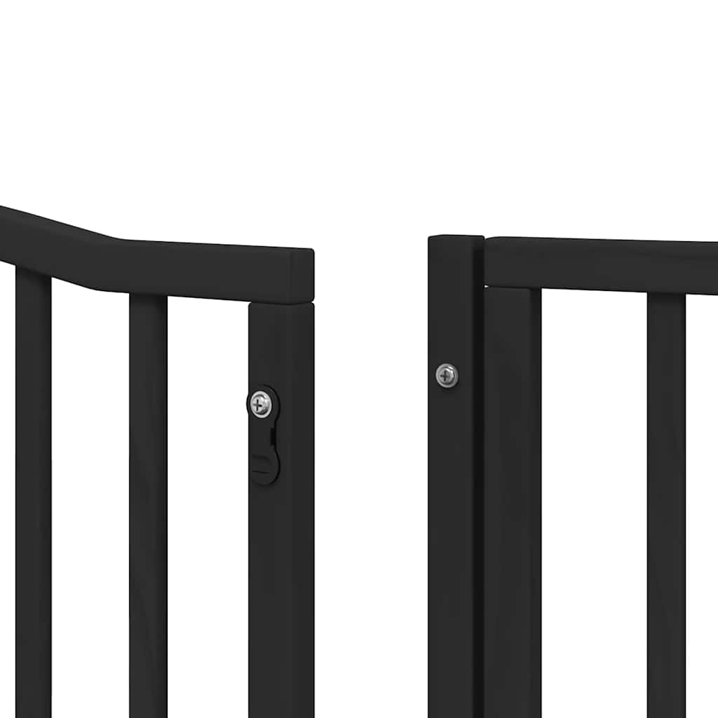 Dog Gate with Door Foldable 6 Panels Black 480 cm Poplar Wood