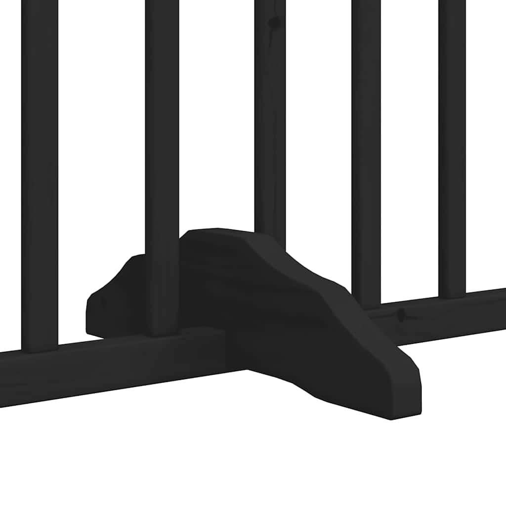 Dog Gate with Door Foldable 8 Panels Black 640 cm Poplar Wood