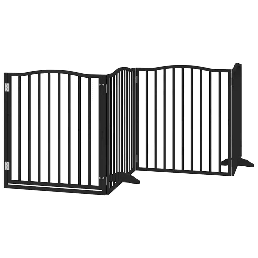Dog Gate with Door Foldable 10 Panels Black 800 cm Poplar Wood