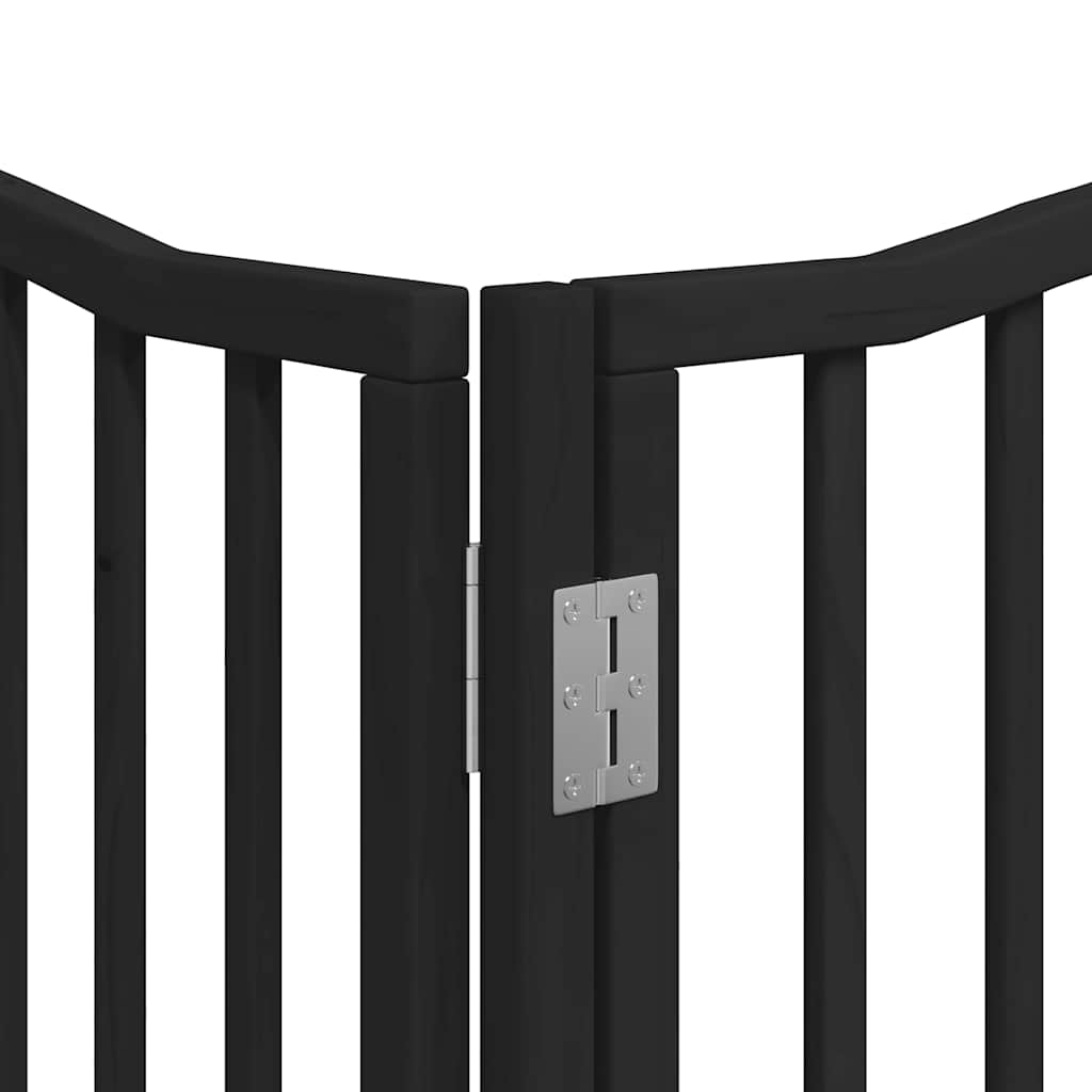Dog Gate with Door Foldable 10 Panels Black 800 cm Poplar Wood