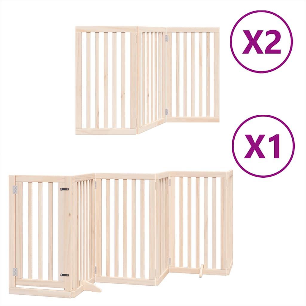 Dog Gate with Door Foldable 12 Panels 600 cm Poplar Wood