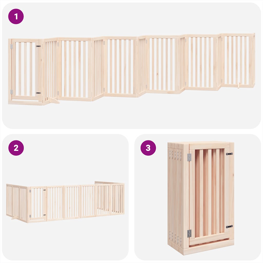 Dog Gate with Door Foldable 12 Panels 600 cm Poplar Wood