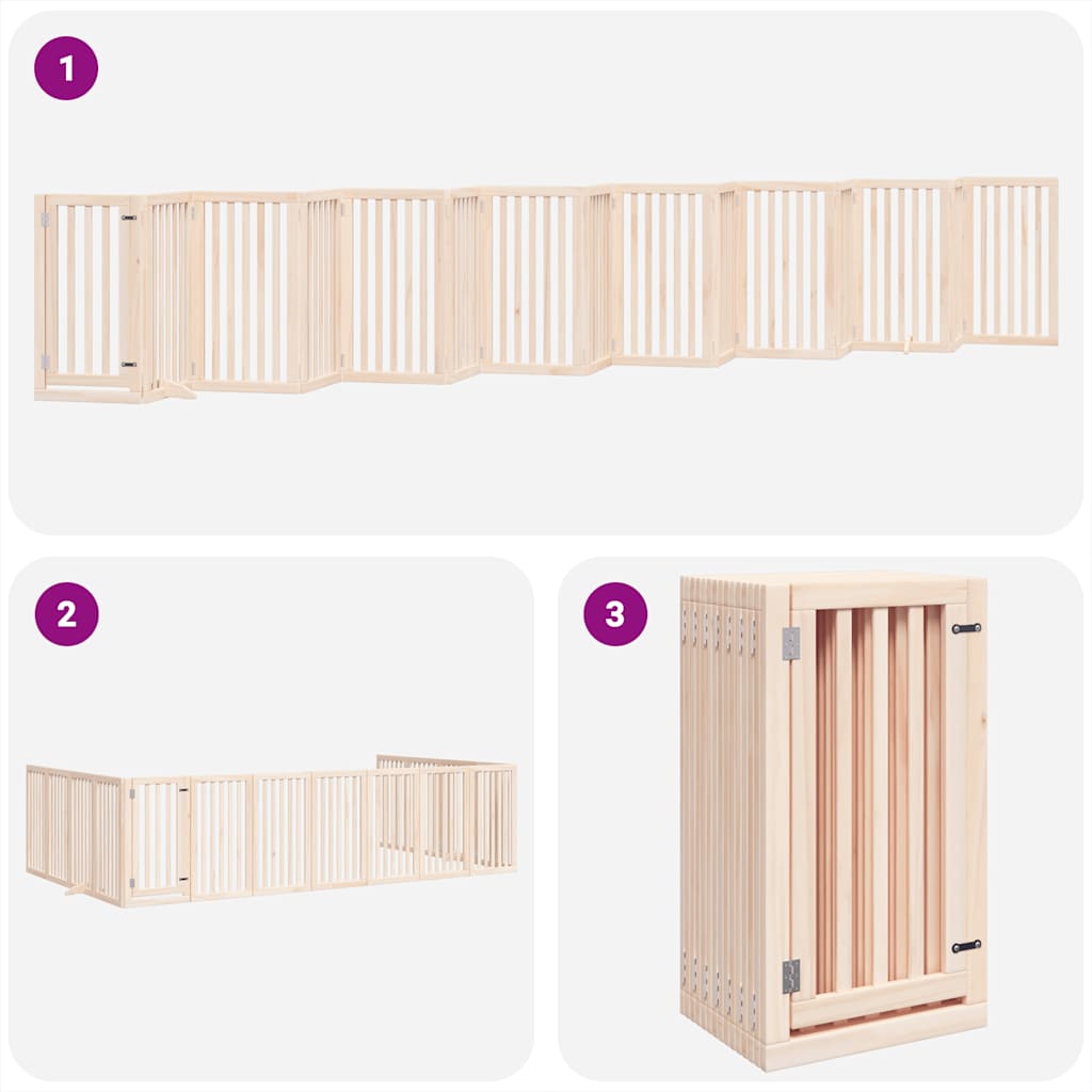 Dog Gate with Door Foldable 15 Panels 750 cm Poplar Wood