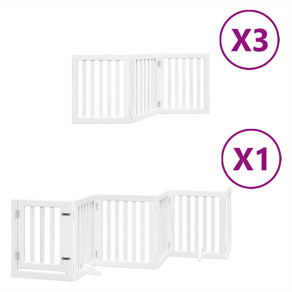 Dog Gate with Door Foldable 15 Panels White 750 cm Poplar Wood