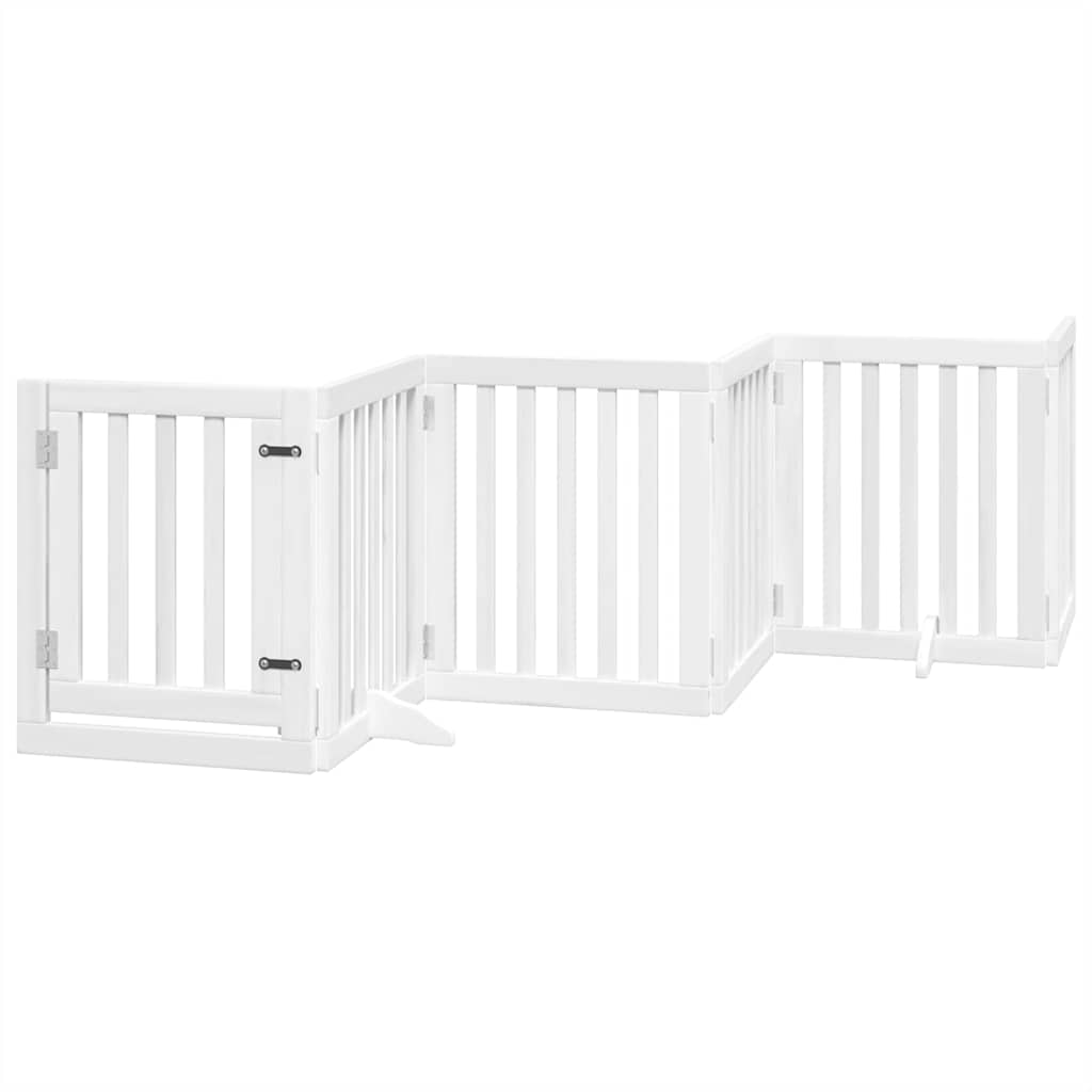 Dog Gate with Door Foldable 15 Panels White 750 cm Poplar Wood