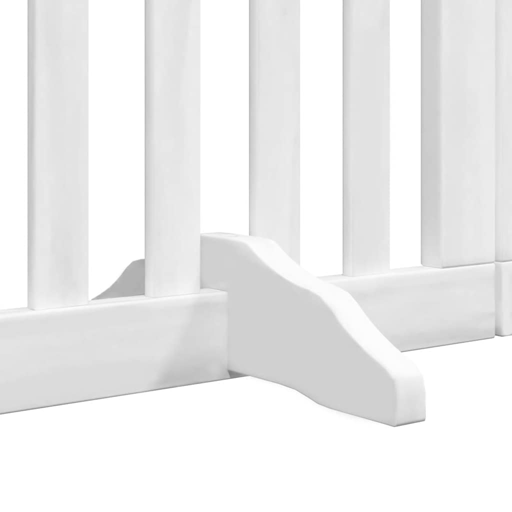 Dog Gate with Door Foldable 15 Panels White 750 cm Poplar Wood