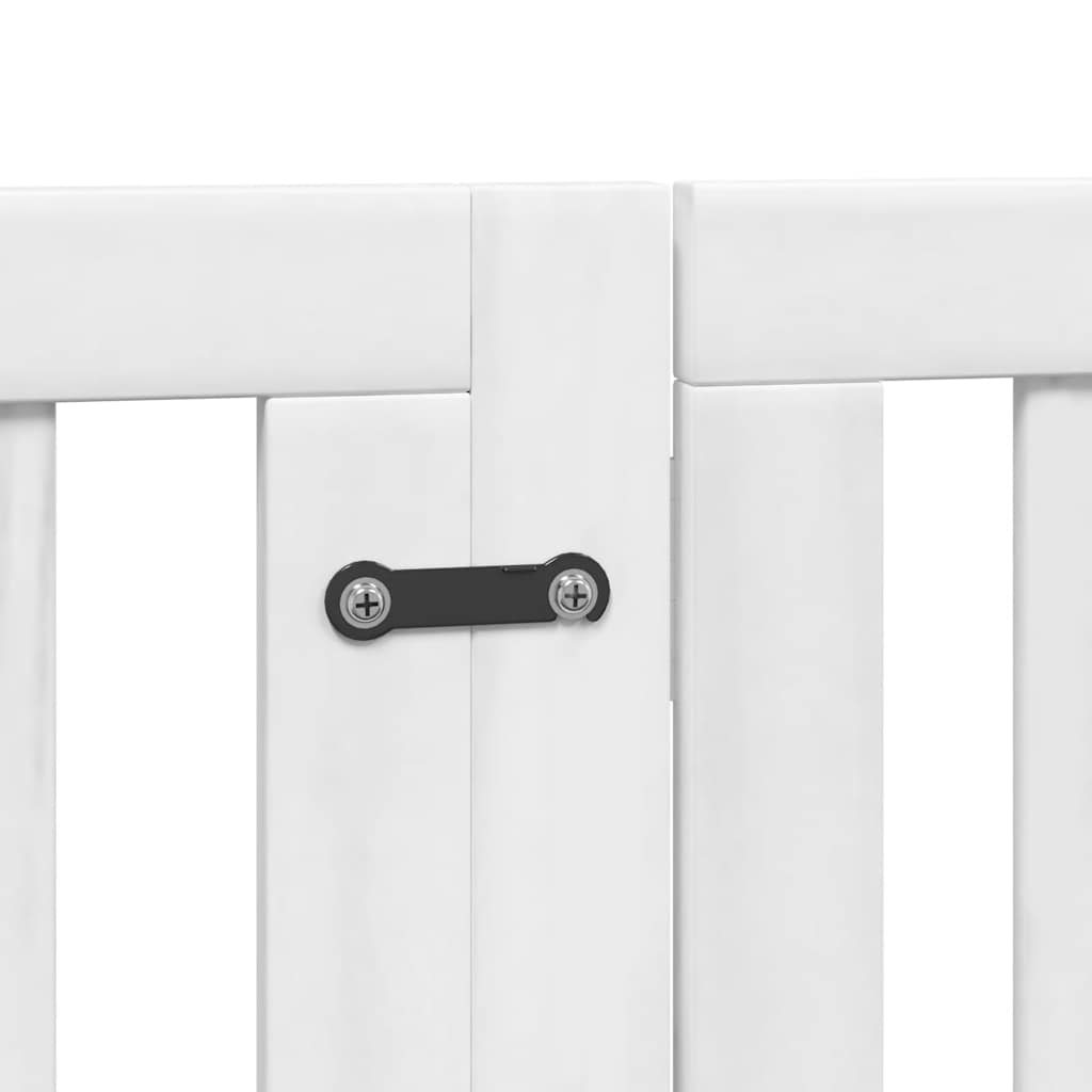 Dog Gate with Door Foldable 15 Panels White 750 cm Poplar Wood