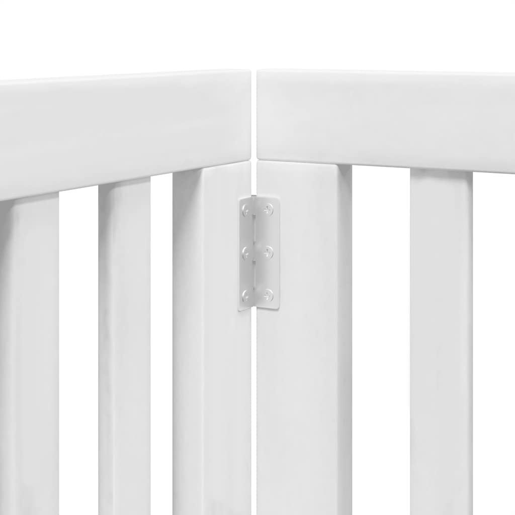 Dog Gate with Door Foldable 15 Panels White 750 cm Poplar Wood