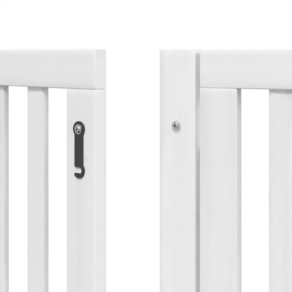 Dog Gate with Door Foldable 15 Panels White 750 cm Poplar Wood