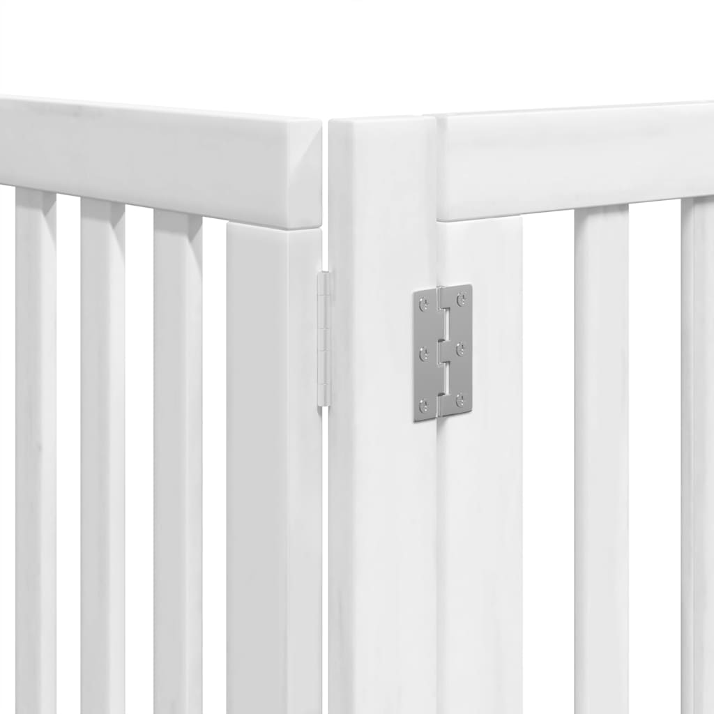 Dog Gate with Door Foldable 15 Panels White 750 cm Poplar Wood