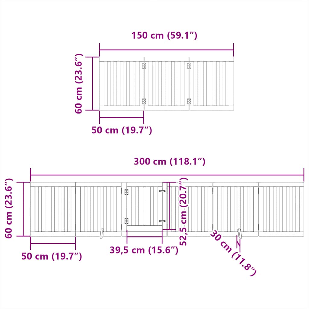 Dog Gate with Door Foldable 15 Panels White 750 cm Poplar Wood
