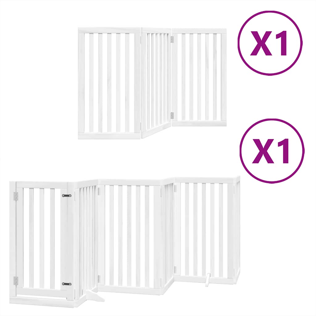 Dog Gate with Door Foldable 9 Panels White 450 cm Poplar Wood