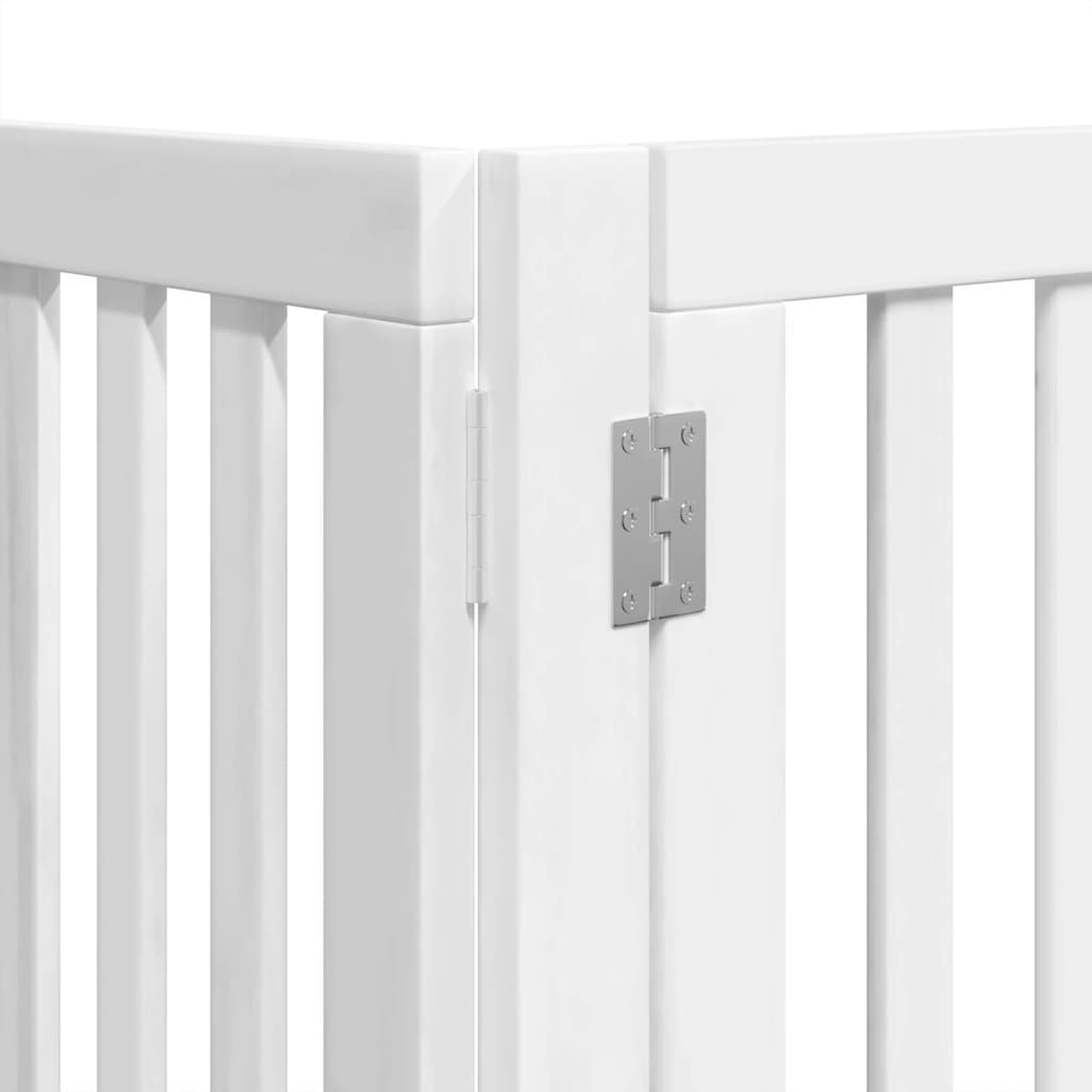 Dog Gate with Door Foldable 9 Panels White 450 cm Poplar Wood
