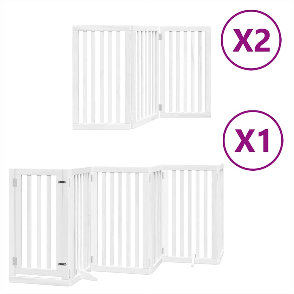 Dog Gate with Door Foldable 12 Panels White 600 cm Poplar Wood