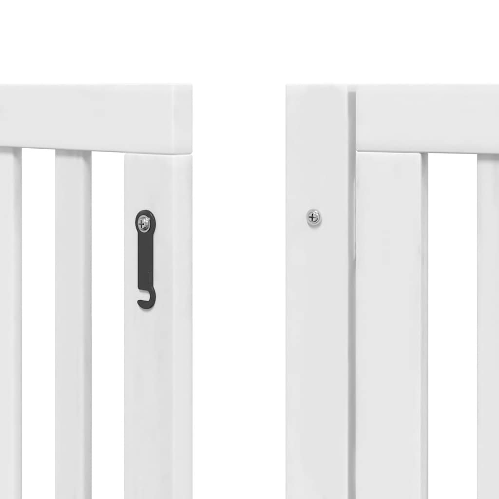 Dog Gate with Door Foldable 15 Panels White 750 cm Poplar Wood