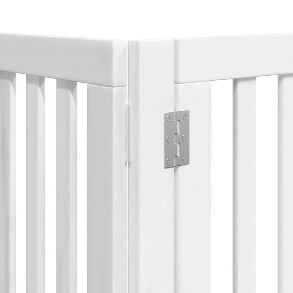Dog Gate with Door Foldable 15 Panels White 750 cm Poplar Wood