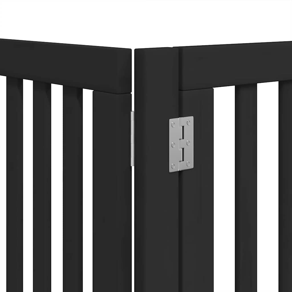 Dog Gate with Door Foldable 9 Panels Black 450 cm Poplar Wood