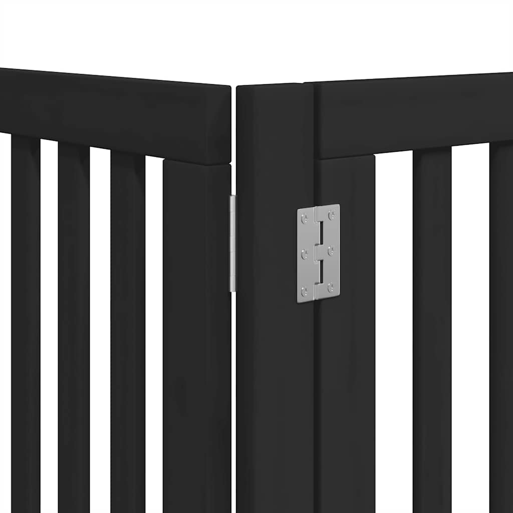 Dog Gate with Door Foldable 15 Panels Black 750 cm Poplar Wood