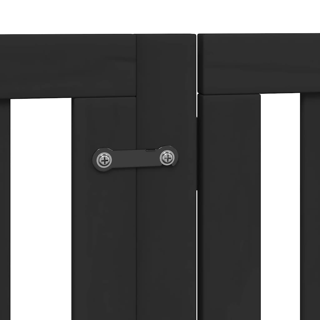 Dog Gate with Door Foldable 12 Panels Black 600 cm Poplar Wood