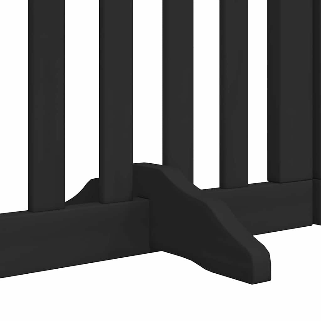 Dog Gate with Door Foldable 15 Panels Black 750 cm Poplar Wood