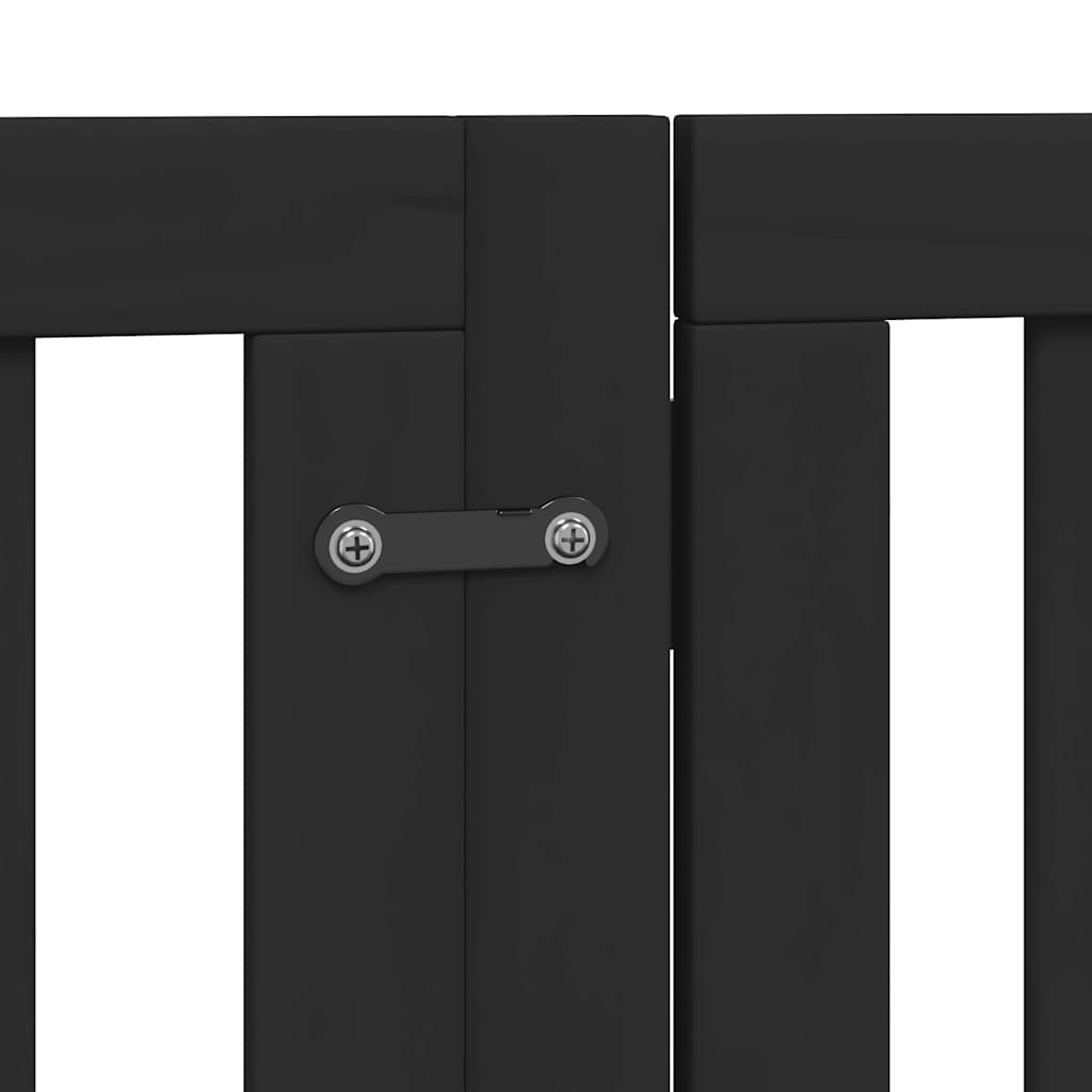 Dog Gate with Door Foldable 15 Panels Black 750 cm Poplar Wood