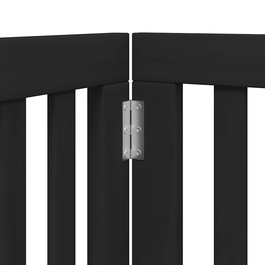 Dog Gate with Door Foldable 15 Panels Black 750 cm Poplar Wood