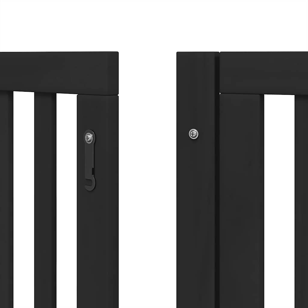 Dog Gate with Door Foldable 15 Panels Black 750 cm Poplar Wood