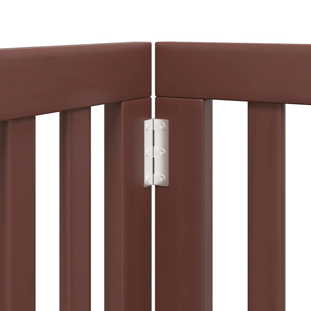 Dog Gate with Door Foldable 9 Panels Brown 450 cm Poplar Wood