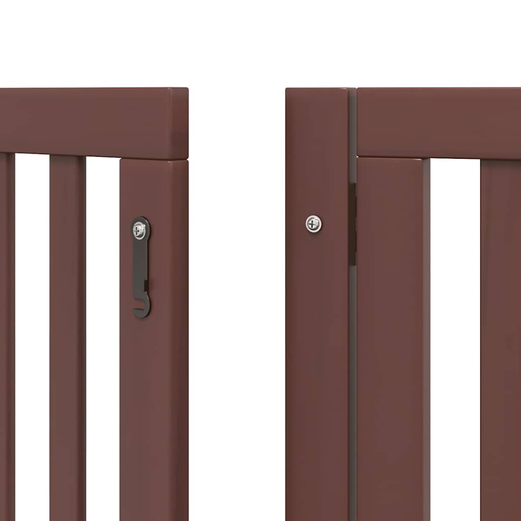 Dog Gate with Door Foldable 9 Panels Brown 450 cm Poplar Wood