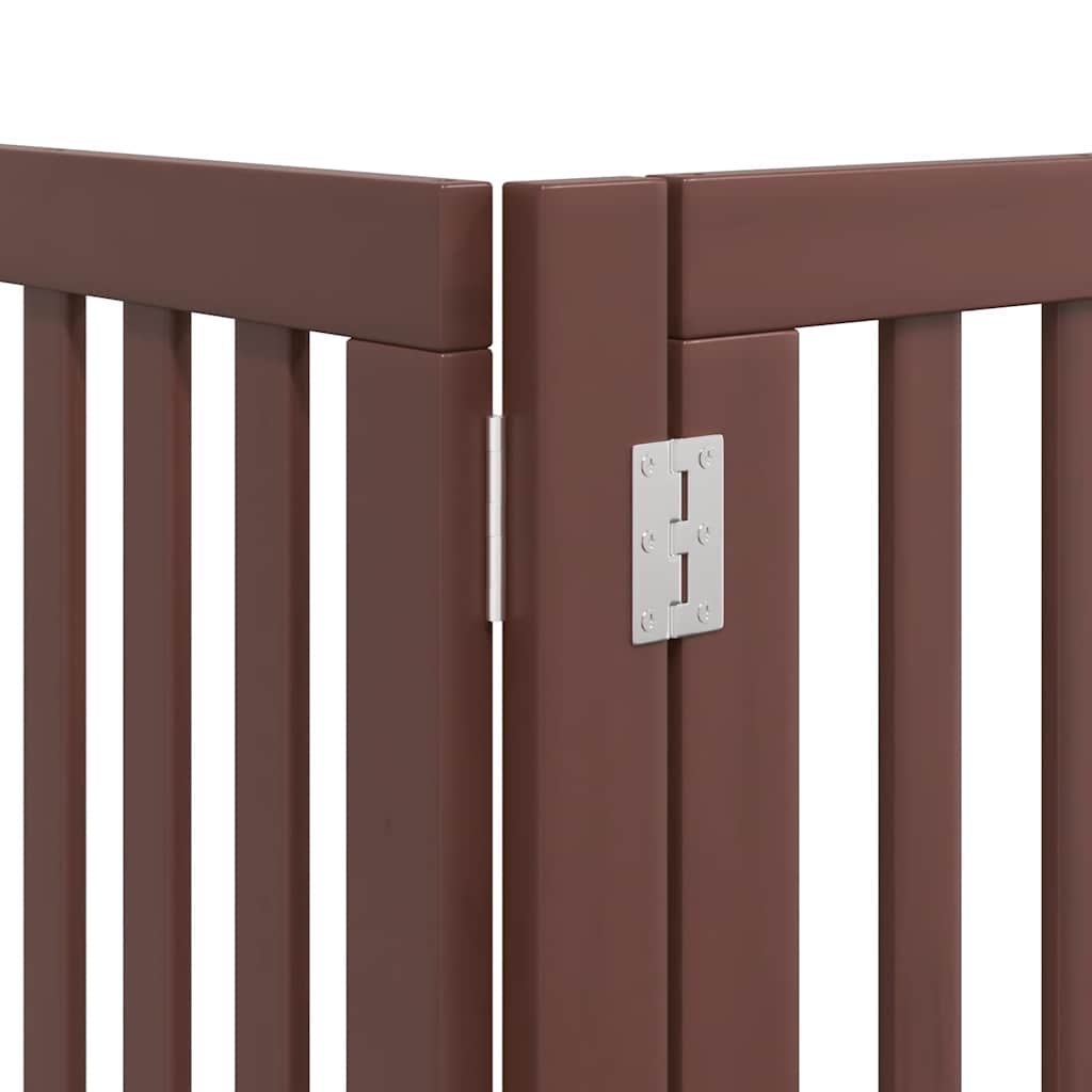 Dog Gate with Door Foldable 9 Panels Brown 450 cm Poplar Wood