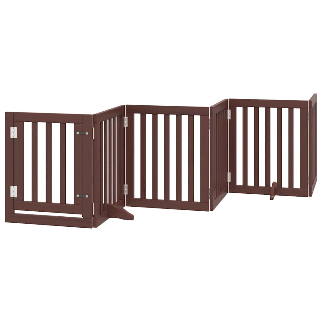 Dog Gate with Door Foldable 12 Panels Brown 600 cm Poplar Wood