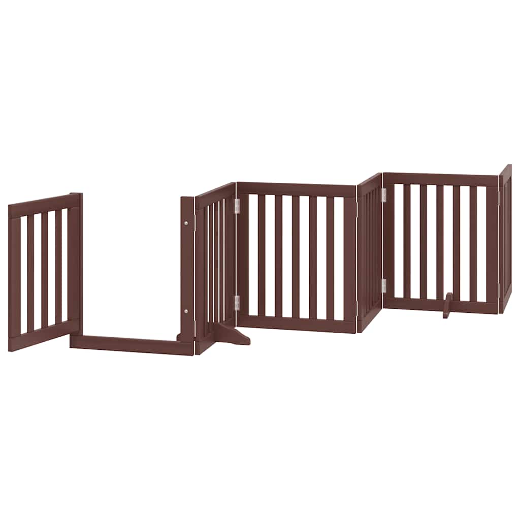 Dog Gate with Door Foldable 12 Panels Brown 600 cm Poplar Wood
