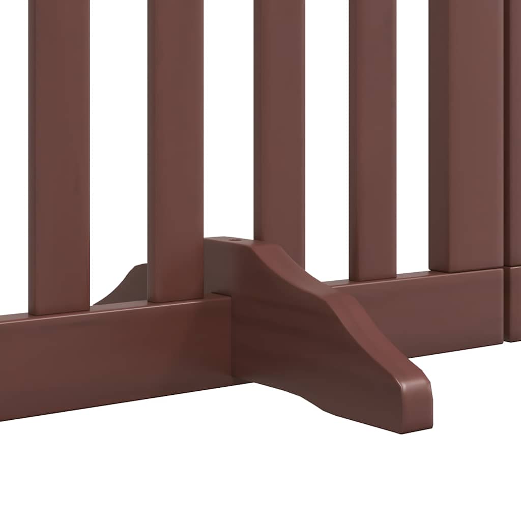 Dog Gate with Door Foldable 12 Panels Brown 600 cm Poplar Wood