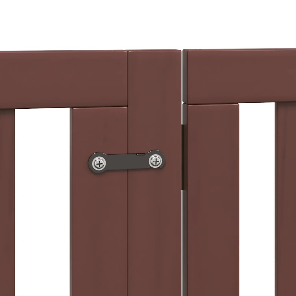 Dog Gate with Door Foldable 12 Panels Brown 600 cm Poplar Wood