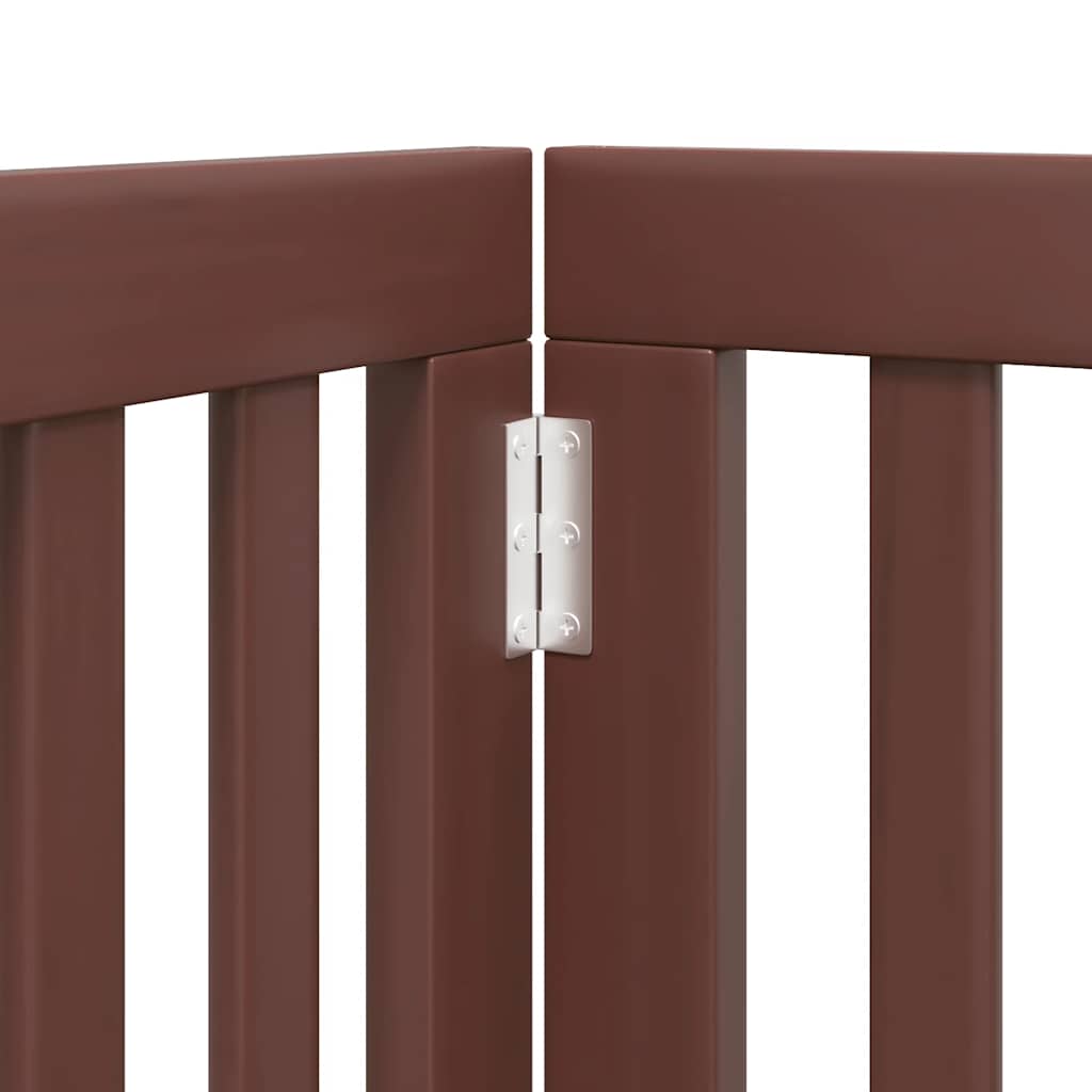 Dog Gate with Door Foldable 12 Panels Brown 600 cm Poplar Wood
