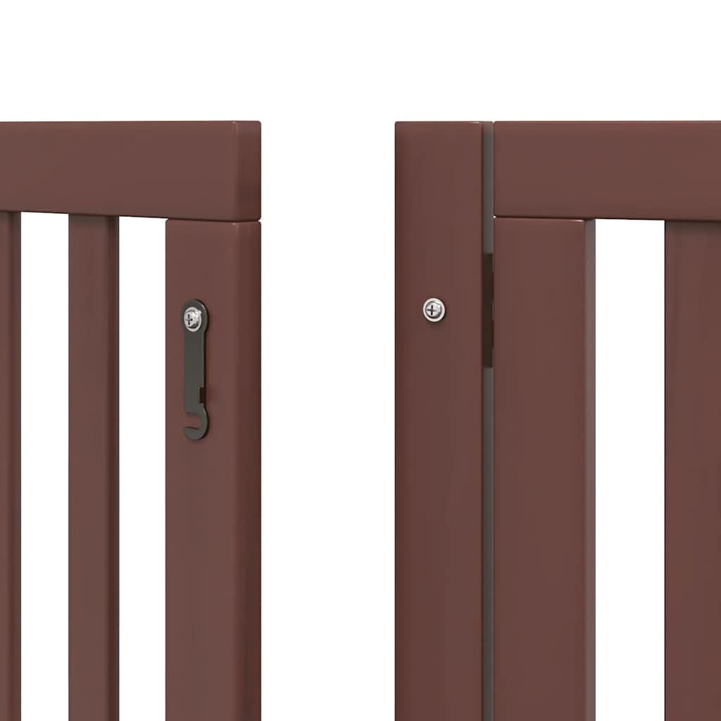 Dog Gate with Door Foldable 12 Panels Brown 600 cm Poplar Wood