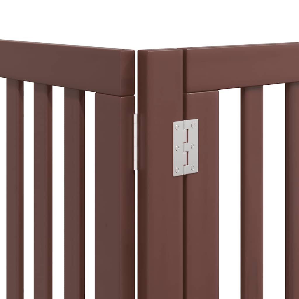 Dog Gate with Door Foldable 12 Panels Brown 600 cm Poplar Wood