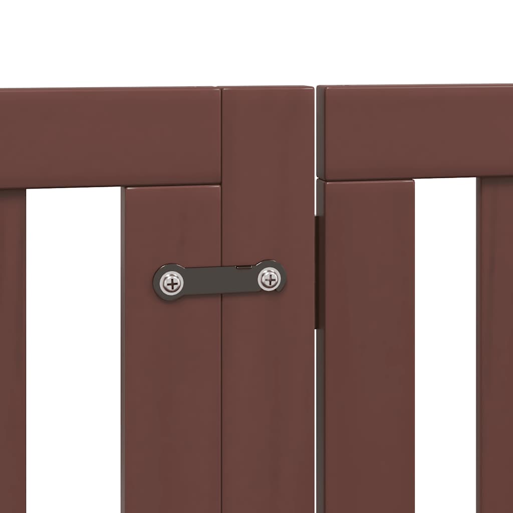 Dog Gate with Door Foldable 15 Panels Brown 750 cm Poplar Wood