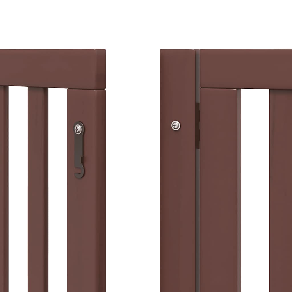 Dog Gate with Door Foldable 15 Panels Brown 750 cm Poplar Wood