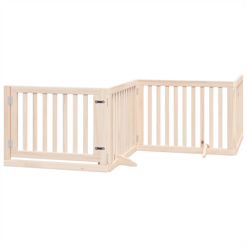 Dog Gate with Door Foldable 6 Panels 480 cm Poplar Wood