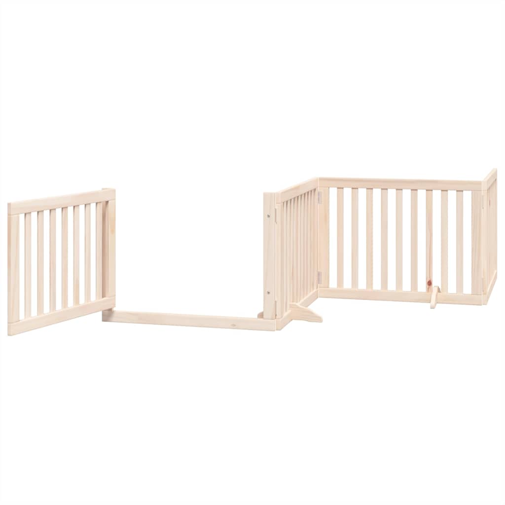 Dog Gate with Door Foldable 6 Panels 480 cm Poplar Wood